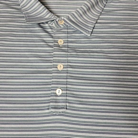 Peter Millar Summer Comfort Mens Golf Polo Sz 2XL Gray Striped Club Embroidered - Picture 4 of 11